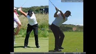 Jon Rahm golf swing  Long Iron faceon amp downtheline July 2017 [upl. by Osrick]