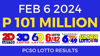 Lotto Result February 6 2024 9pm PCSO [upl. by Olnek818]