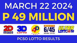 Lotto Result March 22 2024 9pm PCSO [upl. by Nickolaus]