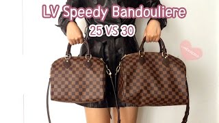 Louis Vuitton Speedy B 25 VS 30 Comparison Speedy Bandouliere 25 Bandouliere 30Mod Shots [upl. by Krebs]