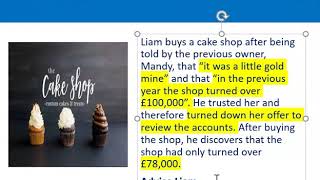 How to apply misrepresentation Liam cupcake scenario [upl. by Younger]