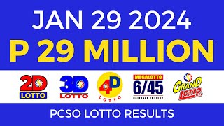 Lotto Result January 29 2024 9pm PCSO [upl. by Iinde]