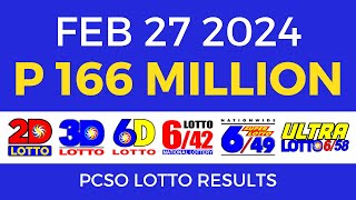 Lotto Result February 27 2024 9pm PCSO [upl. by Crowley329]