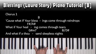 Blessings  Laura Story  Piano Tutorial B [upl. by Newberry]