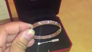 NEW  Cartier love bracelet  10 DIAMONDS WHITE GOLD  box opening and review [upl. by Annah]