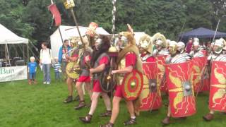 Roman Reenactment at the Amphitheatre in Caerleon Marching In [upl. by Hindu441]