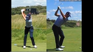 Justin Thomas golf swing  Long Iron faceon amp downtheline July 2017 [upl. by Faxon]