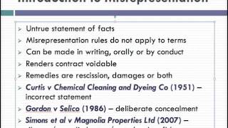 Misrepresentation Lecture 1 of 4 [upl. by Omsare]