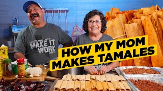 My Mom Teaches Me How to Make Tamales Brisket Pork Butt amp Chicken [upl. by Davon343]